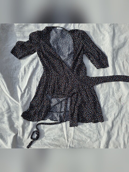 Reformation Dresses & Skirts - Reformation Black Dress with Pastel Polka Dot Print
